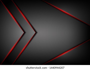 Red light line shadow on gray background, vector illustration