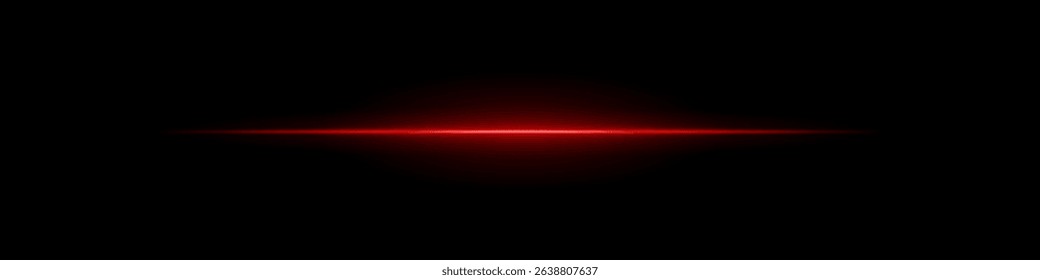 Red light line. Single sharp glowing beam with soft radial fade on dark background. Ideal for tech, sci-fi, speed, futuristic visual effects.