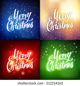 Red Light Merry Christmas Hand Lettering Greeting Card Set