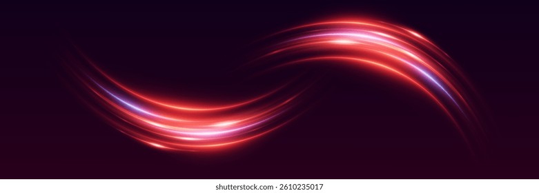Red light neon wave, magic light effect of speed, and vortex.