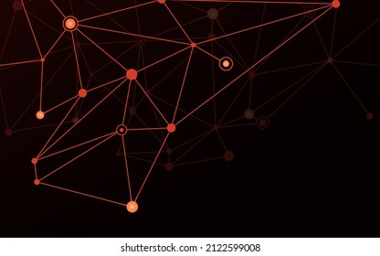 Rotes Licht auf Plexus-Linienhintergrund. Polygonnetz-Teilchen-Design. Minimaler Digital-Tech-Vektor.