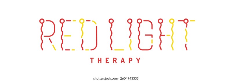Red light therapy logo. Photobiomodulation sign in outline style. Cold laser treatment. Phototherapy symbol. Editable stroke. Medical line logotype. Vector illustration isolated on a white background