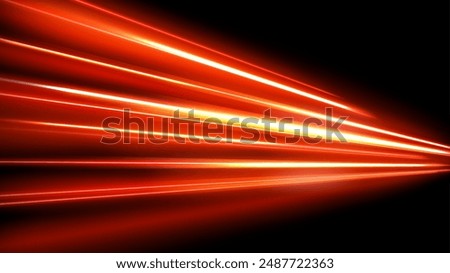 Red Light Trails, Long Time Exposure Motion Blur Effect, Vector Illustration