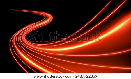 Red Light Trails, Long Time Exposure Motion Blur Effect, Vector Illustration