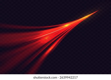 Red light trails, speed of light effect.Light movement effect for banners.Vector illustration.EPS 10.