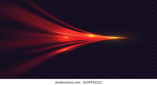 Red light trails, speed of light effect.Light movement effect for banners.Vector illustration.EPS 10.