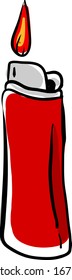 Roter Feuerzeug, Illustration, Vektorillustration auf weißem Hintergrund.