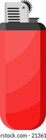 Encendedor rojo, ilustración, vector sobre un fondo blanco.