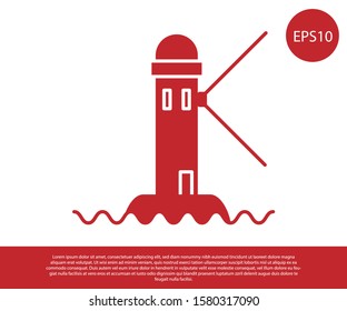 Red Lighthouse icon isolated on white background.  Vector Illustration