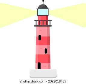 Faro rojo, ilustración, vector sobre un fondo blanco.