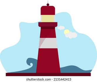 Faro rojo, ilustración, vector sobre un fondo blanco.