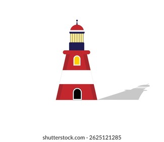 Red lighthouse on white background