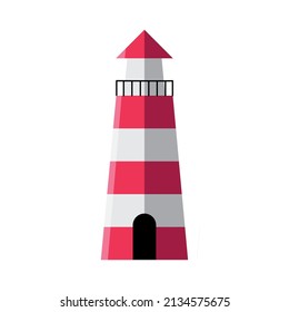 red lighthouse tower isolated icon