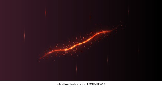 Red lightning abstraction. Lightning flash effect. Realistic electric lightning, abstract thunderstorm. Lightning shock isolated on transparent background. Vector