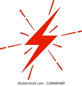 Red Lightning Bolt Icon. Electrical Power Symbol