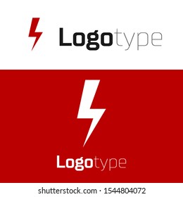 Red Lightning bolt icon isolated on white background. Flash icon. Charge flash icon. Thunder bolt. Lighting strike. Logo design template element. Vector Illustration