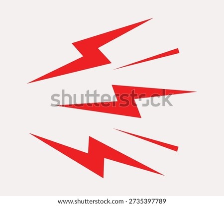 Red lightning bolts emanating outwards, abstract energy symbol, vector