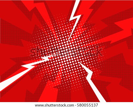 Red lightning explosion pop art comic style background