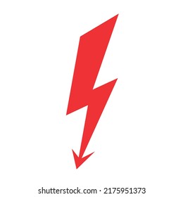 Red lightning icon on a white background. Vector illustration
