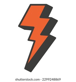 Red lightning icon. Vector illustration.