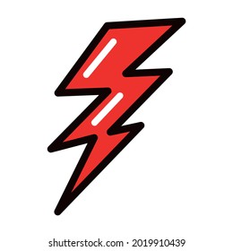 Red lightning on a white background. Vector illustration in the style of old school tattoo