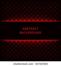 Red lights abstract geometric shape on dark background