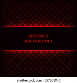 Red lights abstract geometric shape on dark background