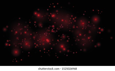 Red Lights Background. Christmas Lights Concept.  Sparkling magical dust particles Magic concept Abstract background with bokeh effect. Vector illustration EPS10