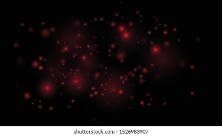 Red Lights Background. Christmas Lights Concept. Sparkling magical dust particles Magic concept Abstract background with bokeh effect