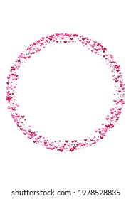 Red Like Heart Frame. Pink Small Illustration. Purple Confetti Romantic. Rose Design Texture. Pleasure Backdrop.