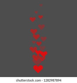 Red Like hearts flying upstairs during live stream on social media. Vector illustration.