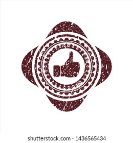 Red like icon inside distressed grunge stamp