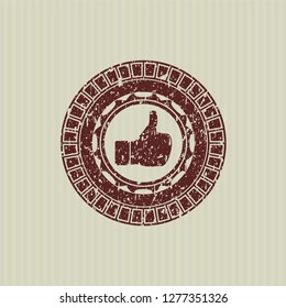 Red like icon inside rubber grunge texture seal