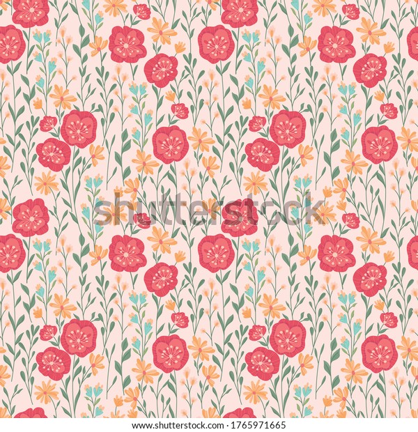 Red Lilies Flowers Garden Pattern Stock Vector (Royalty Free ...
