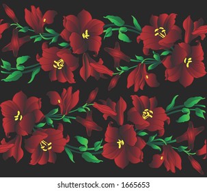 red Lilly design on black background