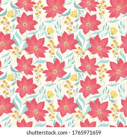 Red Lily and Leaves Garden Pattern Design