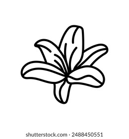 Red Lily Outline-Symbol, Vektorillustration