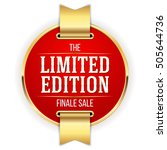 Red limited edition badge, button with gold border on white background