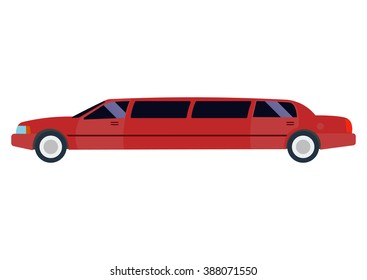 Red Limousine vector illustration isolated on a white background.