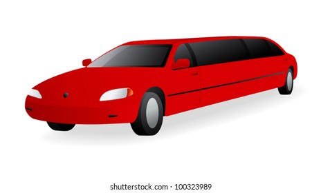 Red Limousine. Vector illustration on white background