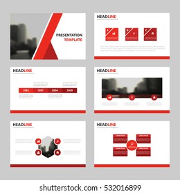 Red line Abstract presentation templates, Infographic elements flat design set for annual report brochure flyer leaflet marketing advertising banner 