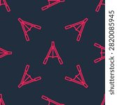 Red line Air blower bellows icon isolated seamless pattern on black background.  Vector