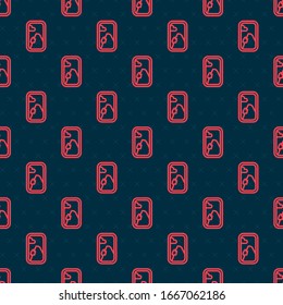Red line Airplane window icon isolated seamless pattern on black background. Aircraft porthole.  Vector Illustration
