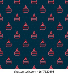 Red line Alcohol or spirit burner icon isolated seamless pattern on black background. Chemical equipment.  Vector Illustration
