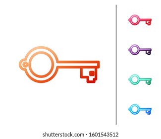 Red line Ancient key for game icon isolated on white background. Set color icons. Vector Illustration