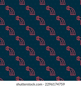 Red line Aquarius zodiac sign icon isolated seamless pattern on black background. Astrological horoscope collection.  Vector