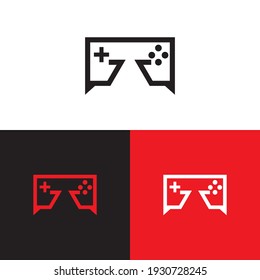 red line art joystick logo design