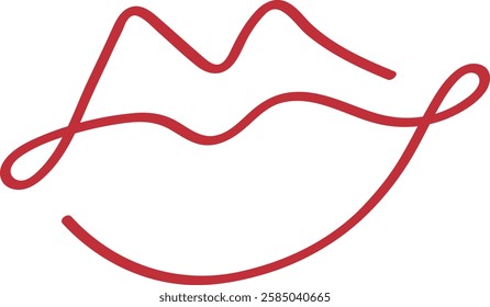 Red Line Art of Smiling Lips