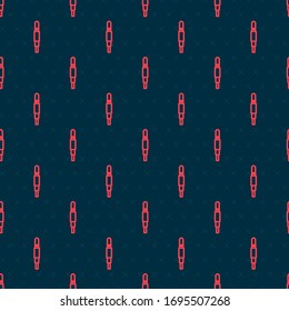 Icono de conector de audio de línea roja aislado sin problemas en fondo negro. Cable de audio para equipos de sonido de conexión. Cable de enchufe. Instrumento musical. Ilustración vectorial