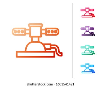 Red line Automatic irrigation sprinklers icon isolated on white background. Watering equipment. Garden element. Spray gun icon. Set color icons. Vector Illustration